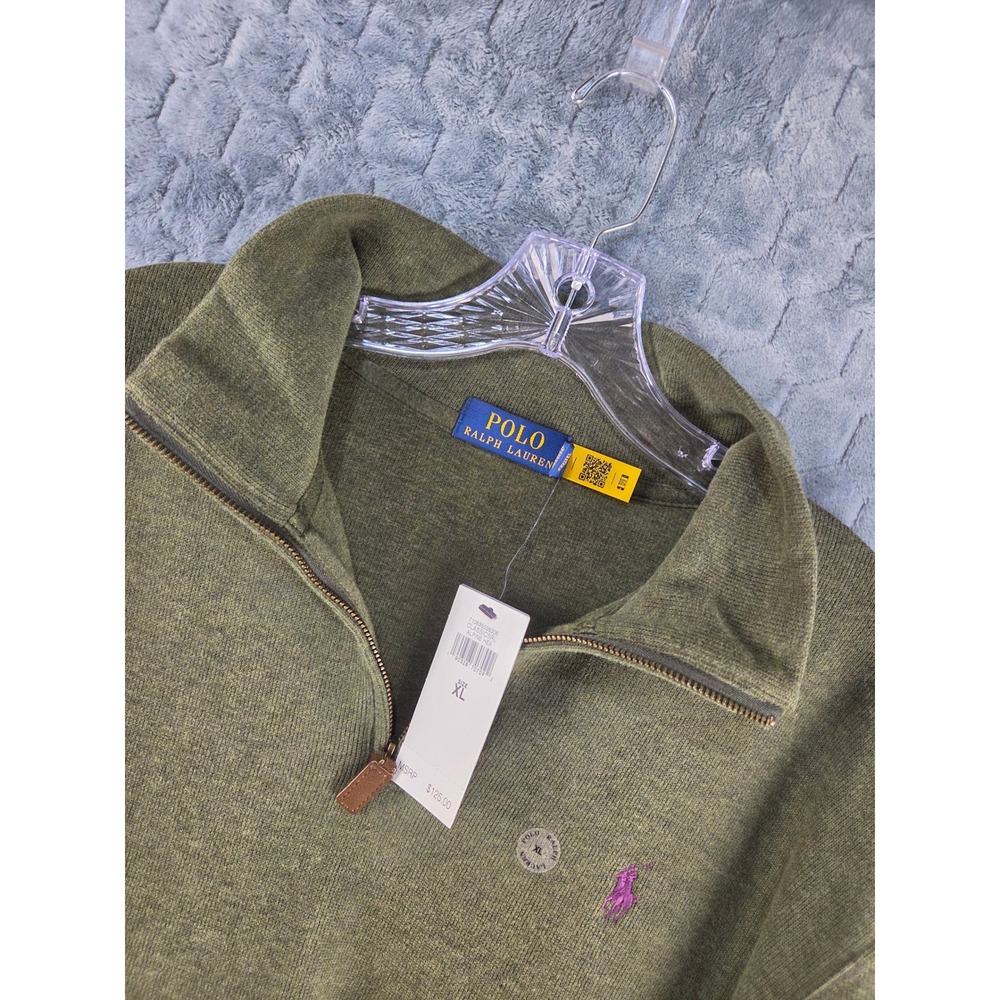 Polo Ralph Lauren Mens XL Quarter Zip Pullover Alpine Heather Green 710635035006
